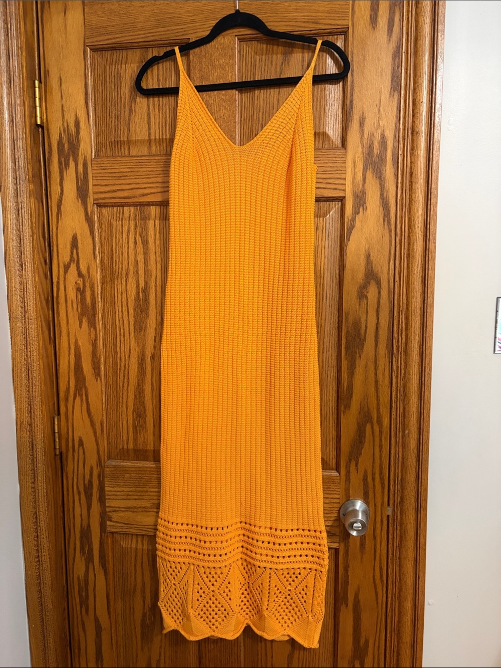 Spaghetti Strap Knit Midi Dress in Goldenrod